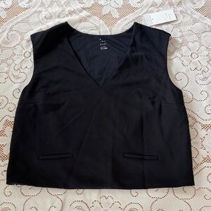 A New Day Elegant Black Sleeveless Cropped Top